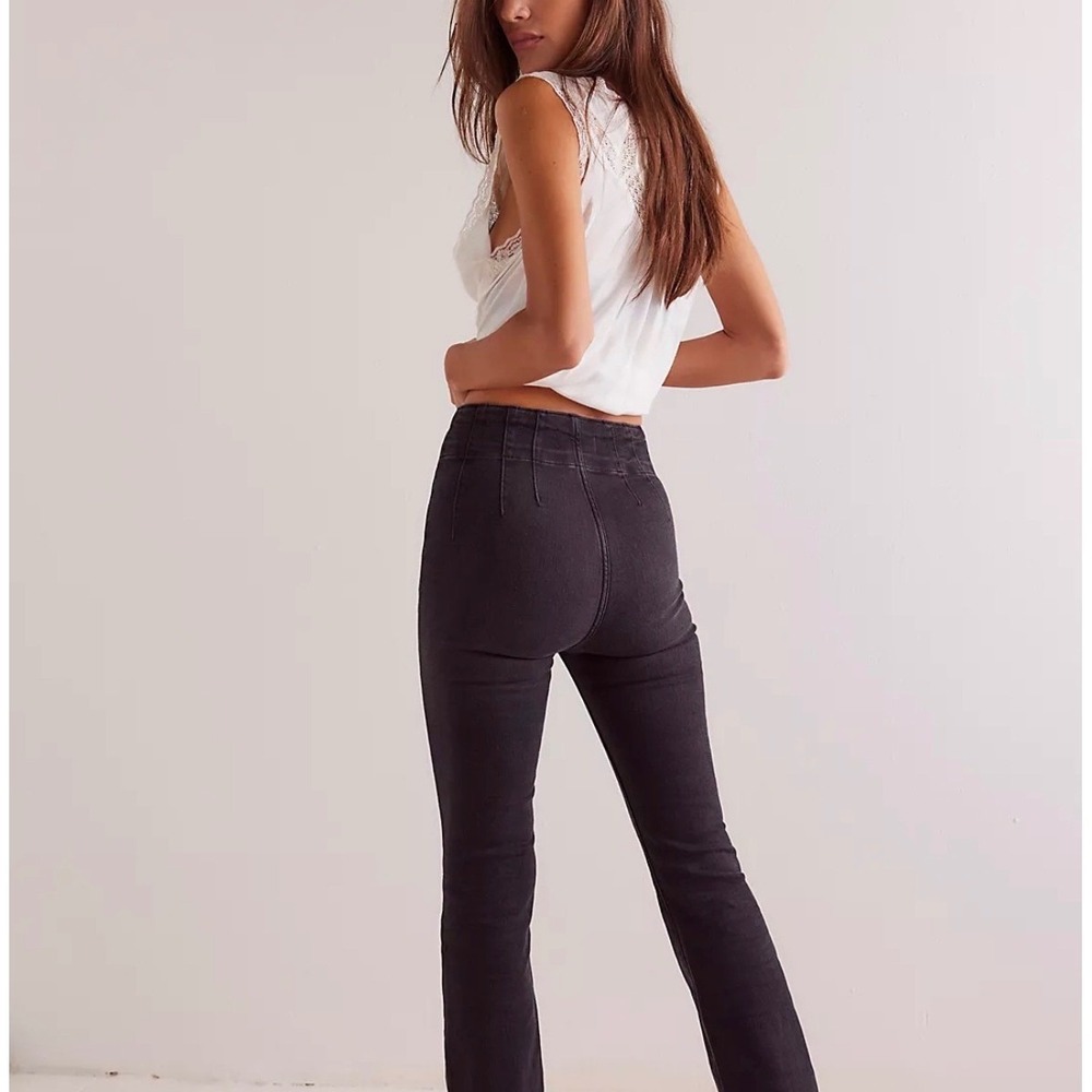 Free People We The Free High Rise Skinny Jeans Dark Shadows Black Size 30